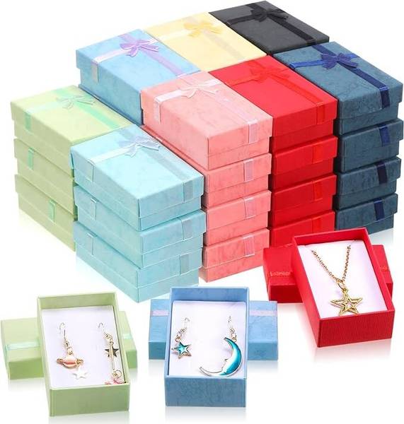 Triock Fancy Earring Box Jewellery Box (Multicolor) (Combo 24 Pcs) (4X 3 INCH) Display Vanity Box