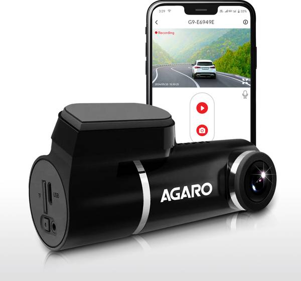 AGARO Alpha Car Dash Camera, Dashboard Recorder, 3MP, 140 Degree Wide Angle, Vehicle Camera System