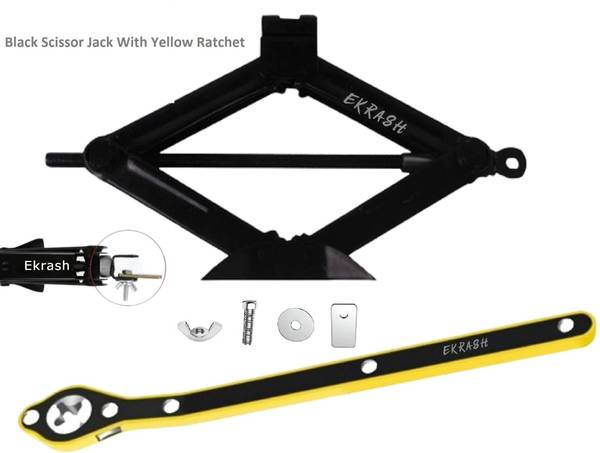 EKRASH Black 3 Ton Manual Scissor car Jack for All car with Scissor Jack with Ratchet Vehicle Jack