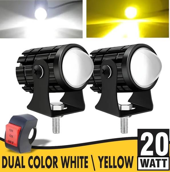 Moto Genius Mini Drive LED Fog Light Projector Lens Spotlight High and Low Beam With Switch Fog Lamp Motorbike, Car, Truck, Van LED (12 V, 12 W)