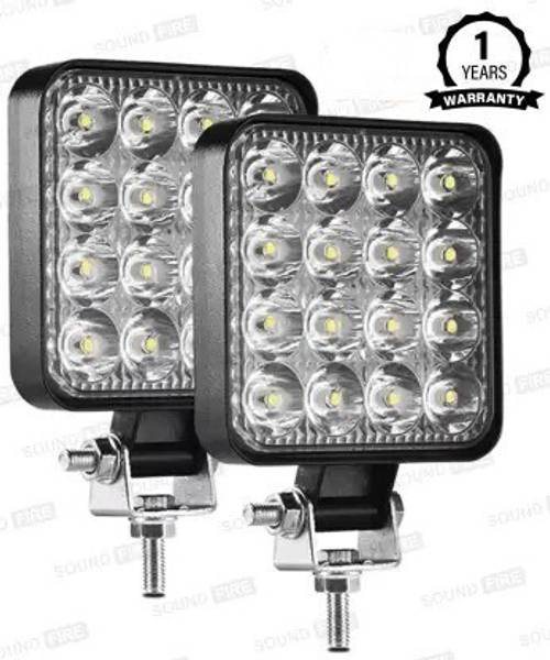 Trade Desk 16 LED Square Fog Light Waterprof Headlight Fog Lamp Car, Motorbike, Truck, Van LED (12 V, 48 W)