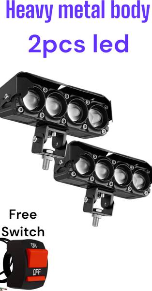 BIKEBLOOM 4 lens led 120W White and Amber LED (set of 2pcs) Fog Lamp Car, Motorbike LED (12 V, 120 W)