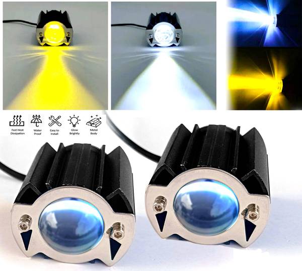AUTO PEARL Spot Light Yellow & White color Super Bright Mini Driving Led 2PC Fog Lamp Car LED (12 V, 40 W)