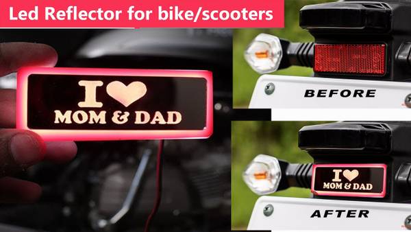 coverbell red reflector Tail Light Motorbike LED for Hero, Bajaj, KTM, Honda, TVS, Yamaha, Royal Enfield (12 V, 4 W)