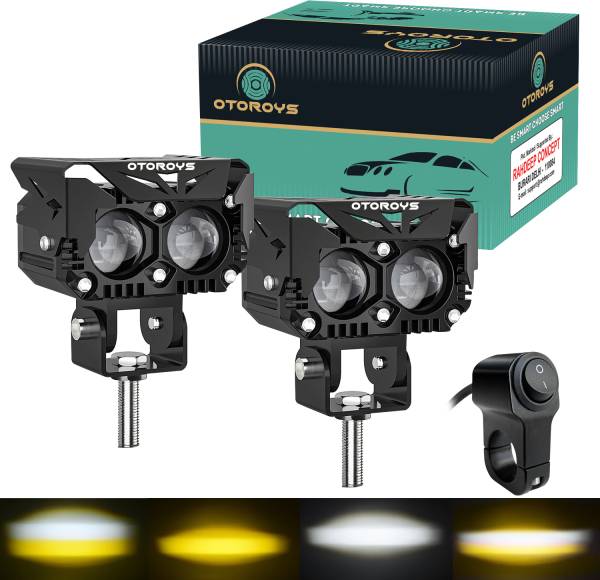 Otoroys 2LED Double lens Spotlight Dual Color W/Y light(4 Lighting effect)Switch Fog Lamp Motorbike LED (12 V, 80 W)