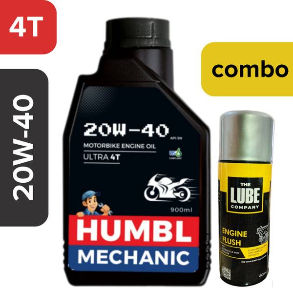 Brax JETPOWER (Service PacK) Combo HUMBL MECHANIC 20w40 4T Engine Oil with UE Engine Flush 60 ml Heavy Duty Engine Oil