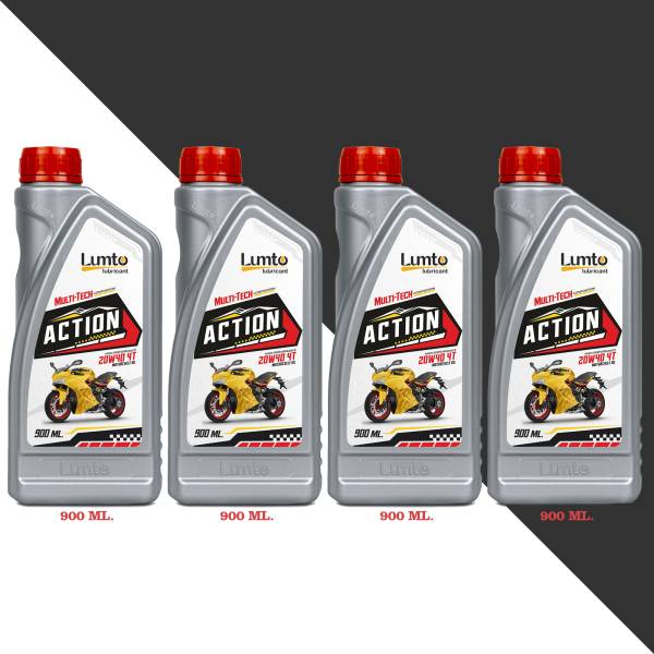 LUMTO ACTION 20W40 4T 900ml P4 for Bike Petrol Engine Oil for Four Stroke Bikes High Performance Engine Oil