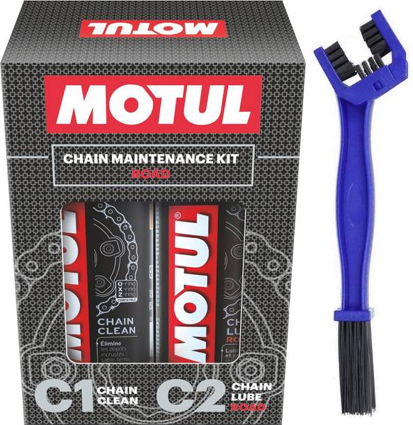 MOTUL Chain Cleaner C1 (150 ml) | Chain Lube Road C2 (150 ml) | Chain Cleaner Brush | Chain Oil