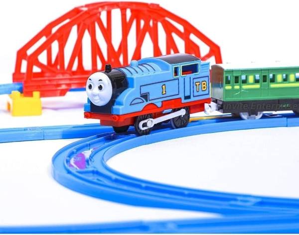 KAVANA Battery Operated Cartoon Thomas Train Toy Track Set for