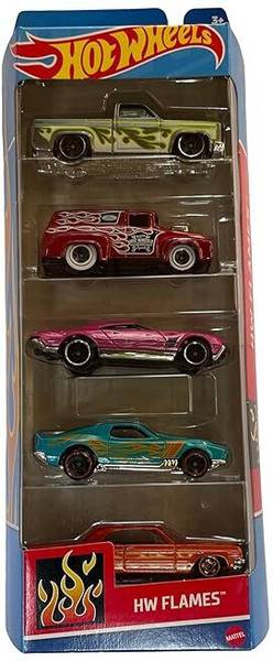 HOT WHEELS HW 5 Car Gift Pack - HW Flames Pack Of 5 For Kids & Collectors