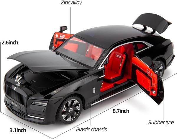 Zuuluzrs 1/24 Rolls-Royce Phantom metal Car,Zinc Alloy Pull Back Toy Diecast Sound Light