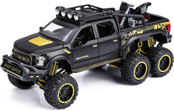 DARVICE 1:24 Ford Raptor Metal Die Cast Car Model 6 Wheels Lights Sound Openable Door