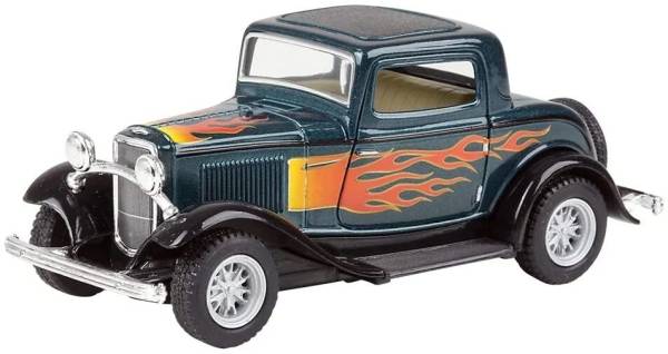 FLOPPYE 1:34 Scale Forrd Classic Flames Die-Cast car with Openable Doors & Pull Back