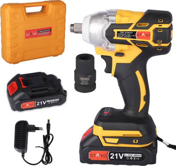 Starq PRO Series 21V(37V Max) Brushless Double Battery Powerful Cordless Impact Wrench Vehicle Tool Kit