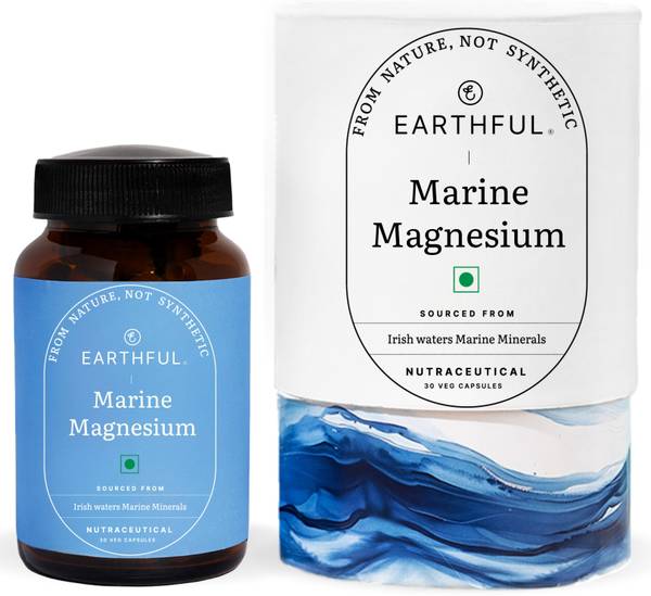 EARTHFUL Marine Magnesium For Restful Sleep, Stress Relief, Muscle Relaxation 30 Capsules