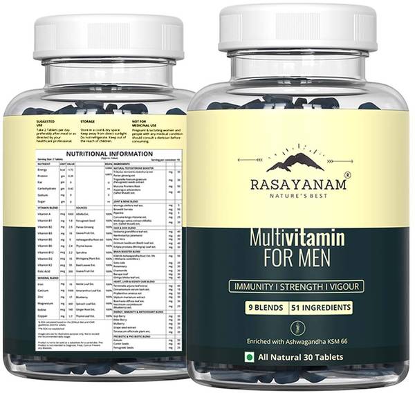 Rasayanam Multivitamin for Men | 51 ingredients & 9 Blends | 30 Tablets