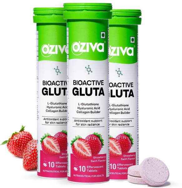 OZiva Bioactive Gluta Fizzy (Strawberry Swirl) To Reduce Pigmentation, 5 Antioxidants