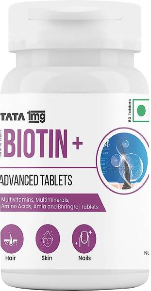 TATA 1mg Biotin + Advanced Tablet For Healthy And Strong Hair, Skin And Nails