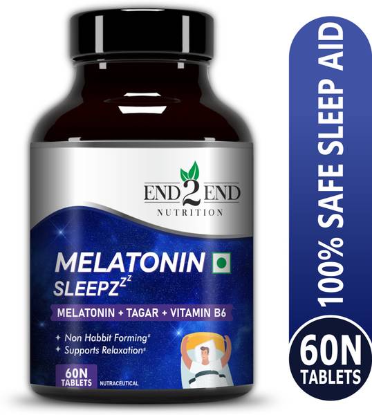 End2End Nutrition Melatonin 5mg | Sleeping aid pills for Deep Sleep | Non-Addictive