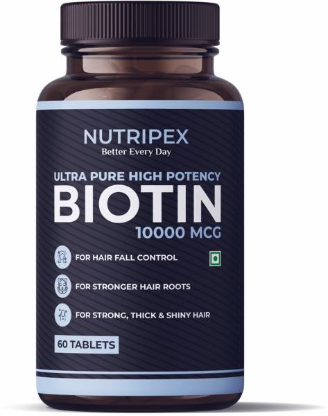 Nutripex Biotin 10000 mcg Maximum Strength for Strong Hair Glowing Skin & Nails,60 Tablet