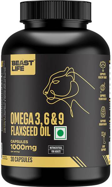 BeastLife Omega 3,6 & 9 Veg Omega Flax Seed Oil Capsules 1000mg