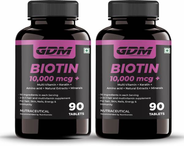 gdm nutraceuticals llp BIOTIN 10,000 mcg+ for Strong Hair Growth, Glowing Skin and Nails