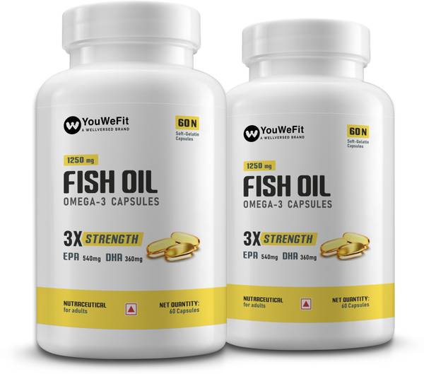 YouWeFit Omega-3 Fish Oil | 1250mg Triple Strength Fish Oil Capsules | No Fishy Burps