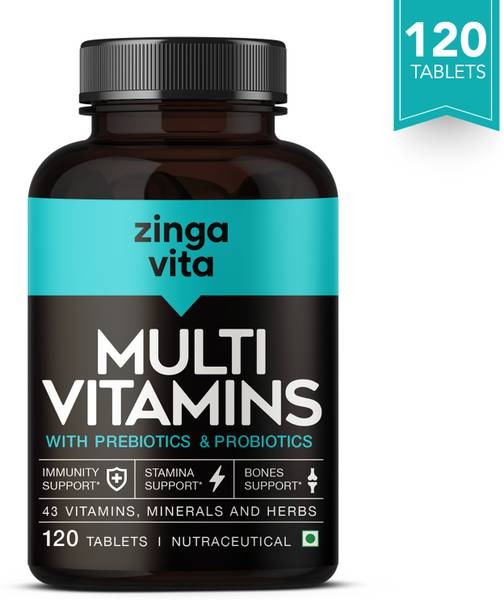 Zingavita Multivitamin Tablets for Men & Women Probiotics & Prebiotics, 100% RDA Vitamin C
