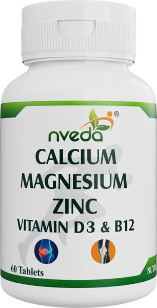 Nveda Calcium 1000mg with Vitamin D3, Magnesium, Zinc &amp; Vitamin B12 For Bone Health  (60 No)