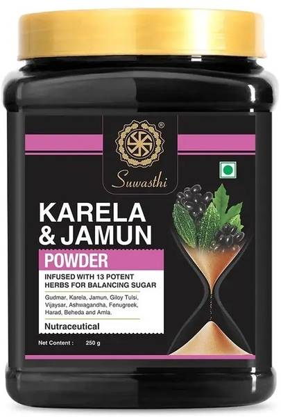 SUWASTHI Karela Jamun Powder With 11 Potent Herbs Helps Regulate Sugar Management