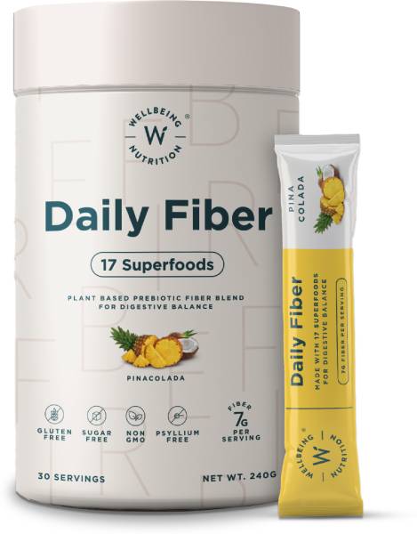 Wellbeing Nutrition Organic Daily Fiber For Weight loss & Blood Sugar Control Pina Colada Flavor