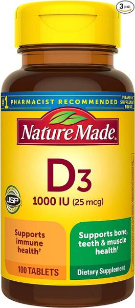Nature Made Vitamin D3 1000 IU Tablets 100 ea