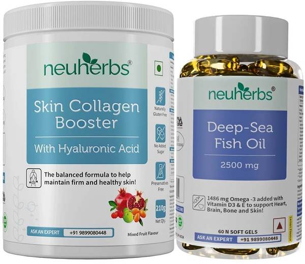 Neuherbs Plant Based Skin Collagen Booster 210G + Omega 3 Deep Sea