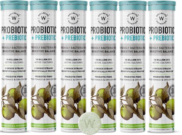 Wellbeing Nutrition Probiotic + Prebiotic|36 Billion CFU for Digestion,Acidity,Gut Health - Pack of 6