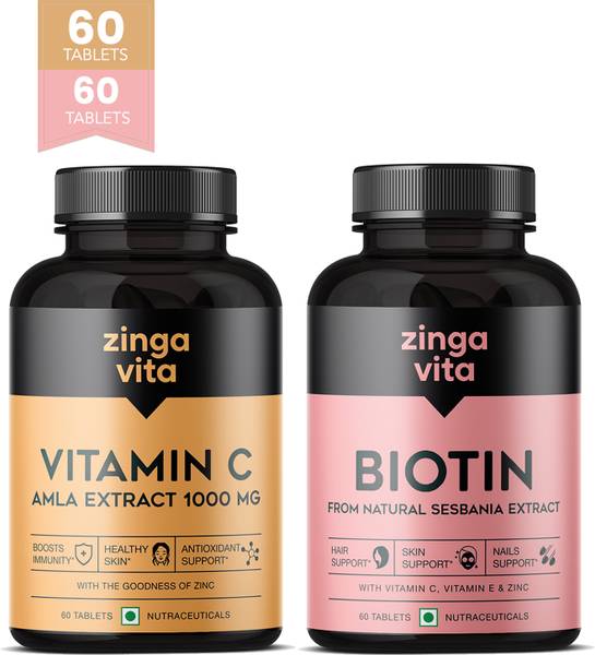 Zingavita Vitamin C & Biotin Tablets for Skin and Hair 60*2