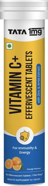 TATA 1mg Vitamin C Effervescent Tablets | Amla Extract & Zinc for Daily Immunity & Skin