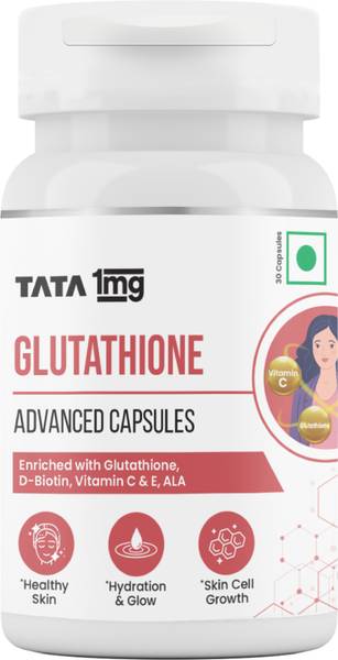 TATA 1mg Glutathione Advanced Capsules with Vitamin C, Ala and Biotin.