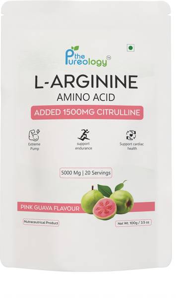 thepureology L-Arginine 3500mg + Citrulline Malate 1500mg Pink Guava Flavour 100 grams