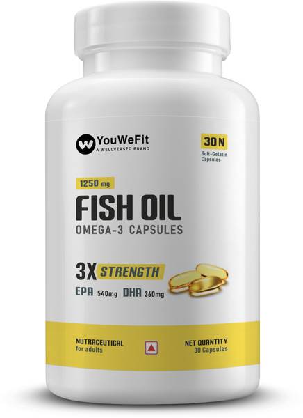 YouWeFit Omega-3 Fish Oil | 1250mg Triple Strength Fish Oil Capsules | No Fishy Burps