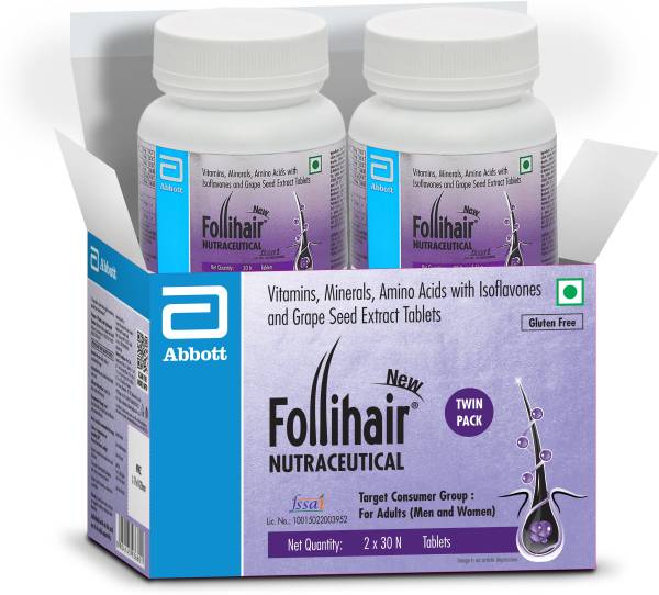 Follihair New Follihair Biotin , Amino Acids, Vitamins Follihair 30 N Tablets ( Pack of 2 )