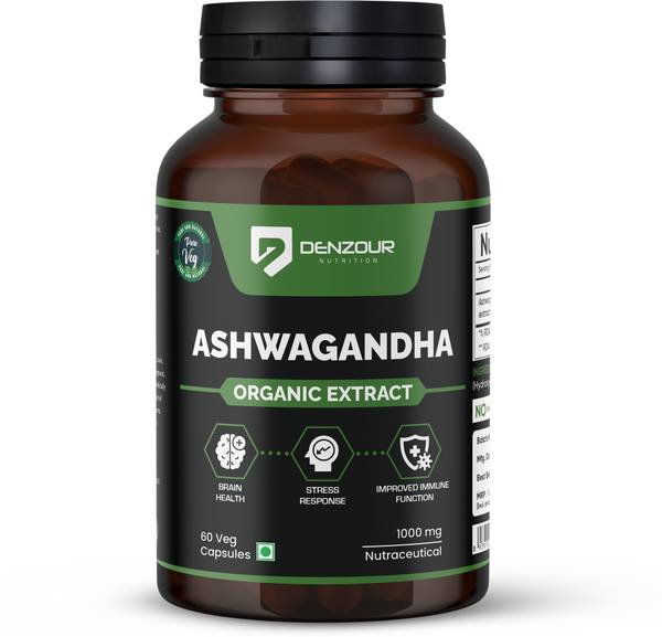 DENZOUR NUTRITION Ashwagandha Organic Extract- 1000 mg | Stress Relief | Support strength & energy