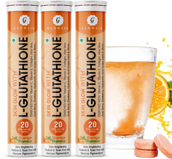 G GLOWSIK Glutathione Skin Glow 60 Effervescent Tablet with collagen Healthy Glowing skin