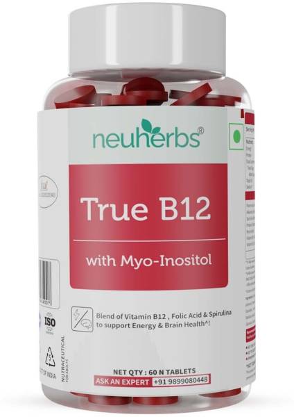 Neuherbs True B12 Supplement For Energy & Brain With myo-inositol,Spirulina,Folic Acid