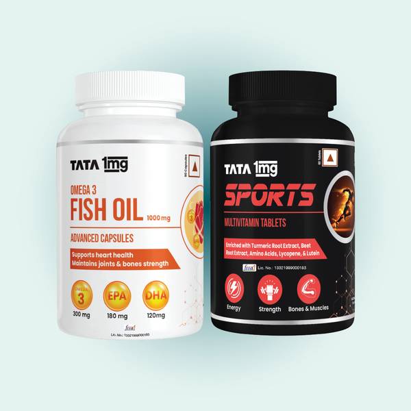 TATA 1mg Sports Multivitamin & Fish Oil Capsules