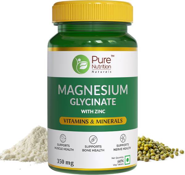 Pure Nutrition Magnesium Glycinate with Zinc for Bone & Muscle Health