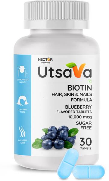 Nector Utsava Biotin Blueberry Sugar Free Chewable Tablets for Hair Skin & Nails