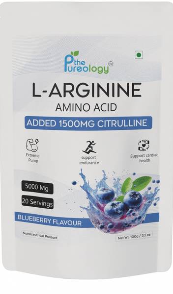 thepureology L-Arginine 3500mg + Citrulline Malate 1500mg Blueberry Flavour 100 grams