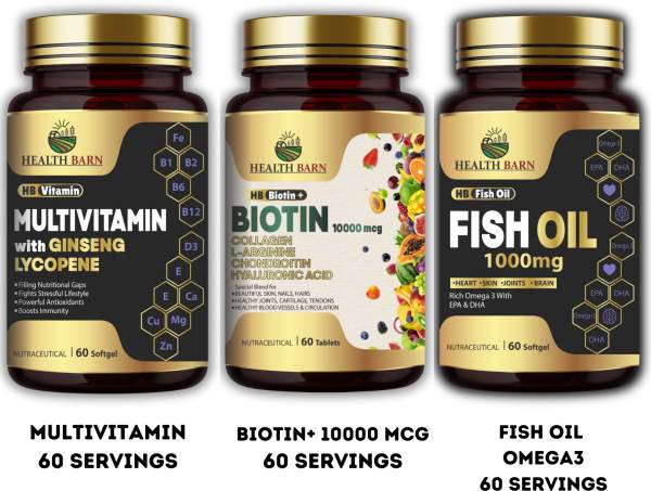 HEALTH BARN HB MULTIVITAMIN + BIOTIN + FISH OIL (PACK OF 3)