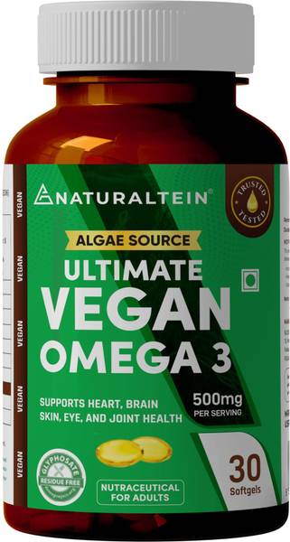 NATURALTEIN ALGAE SOURCE VEGAN Omega 3|Fish Oil Replacement|Supports Heart & Brain Health