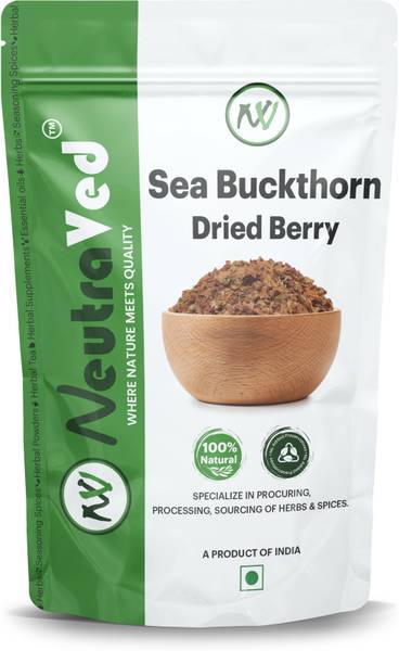 NeutraVed Sea Buckthorn Dried Berry Himalayan in Small Cut for Juices, Tea, Jam or Recipes